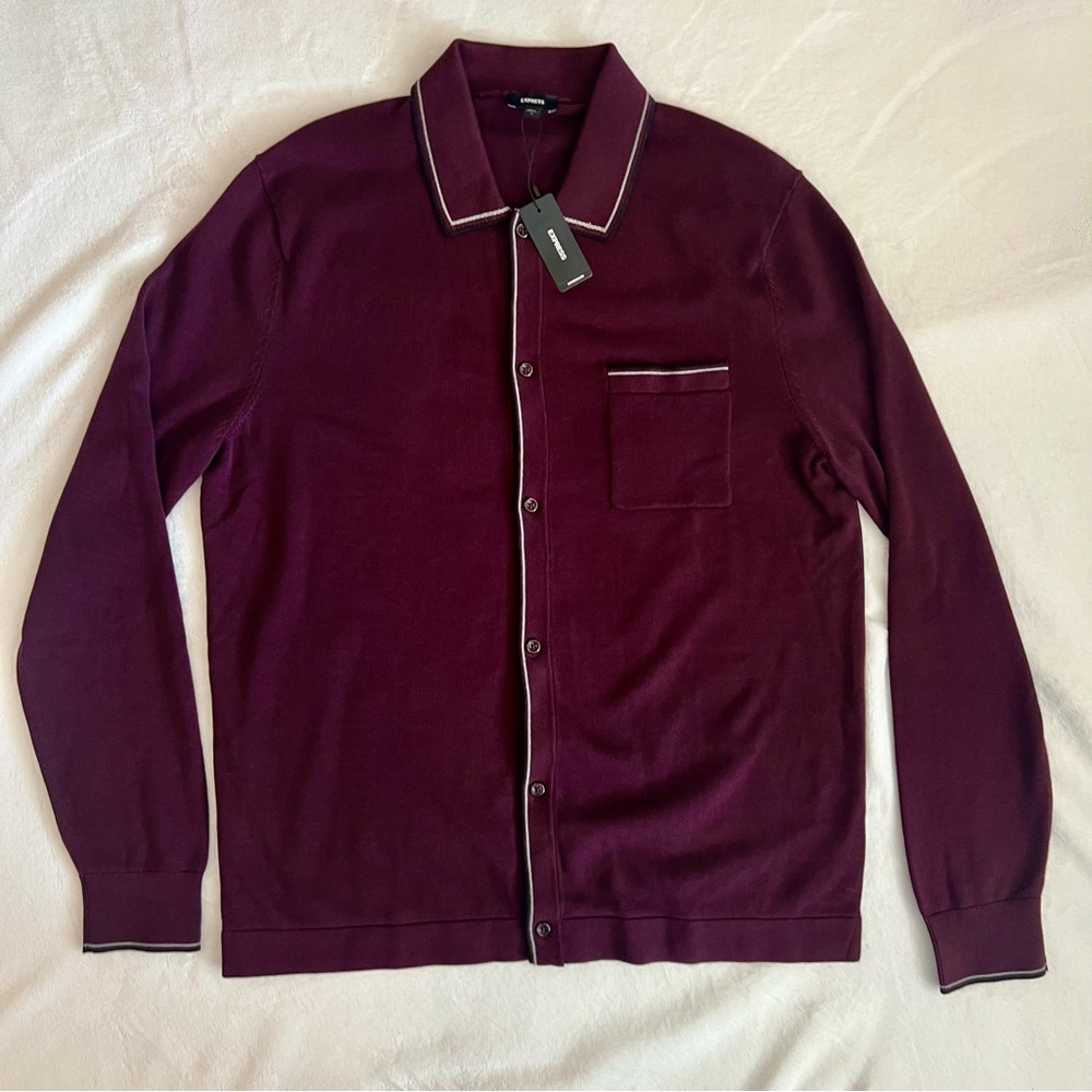 NWT Express Long-Sleeved Knit Polo | L